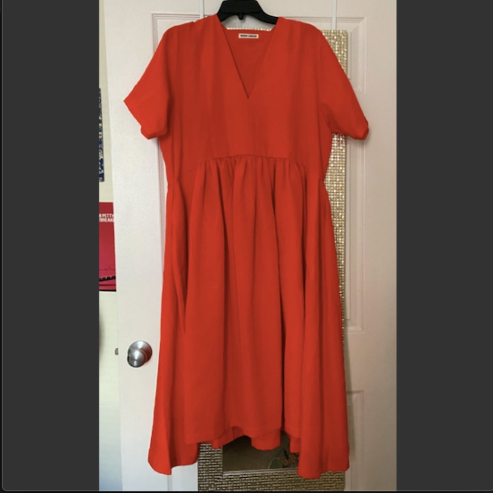 HENRIK VIBSKOV Orange Pleated T-Shirt Dress